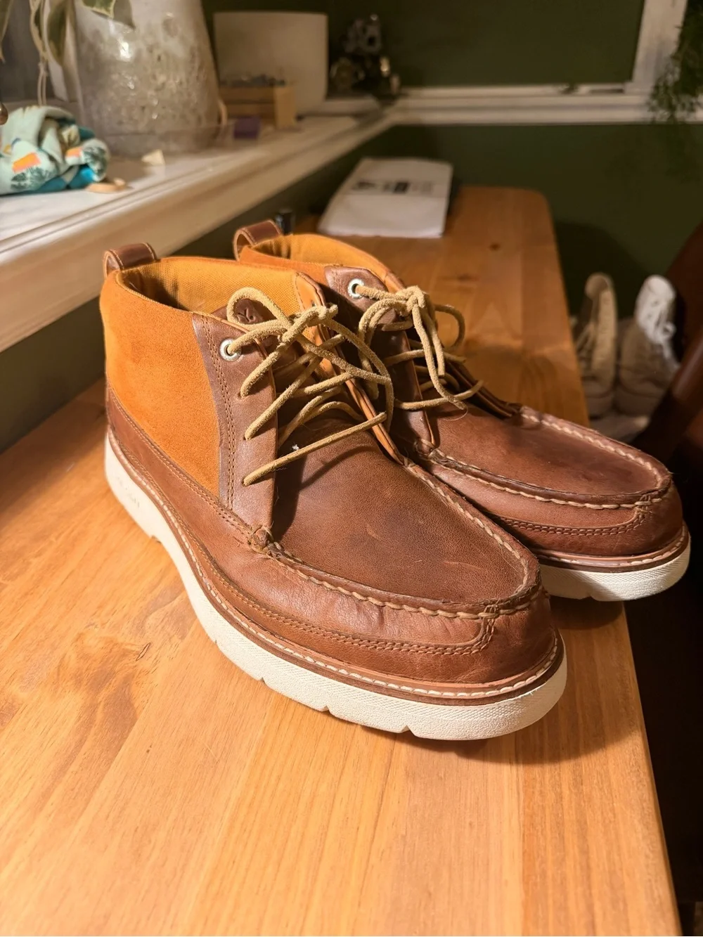 Sperry Brown Leather and Suede Chukka Boots with White Sole